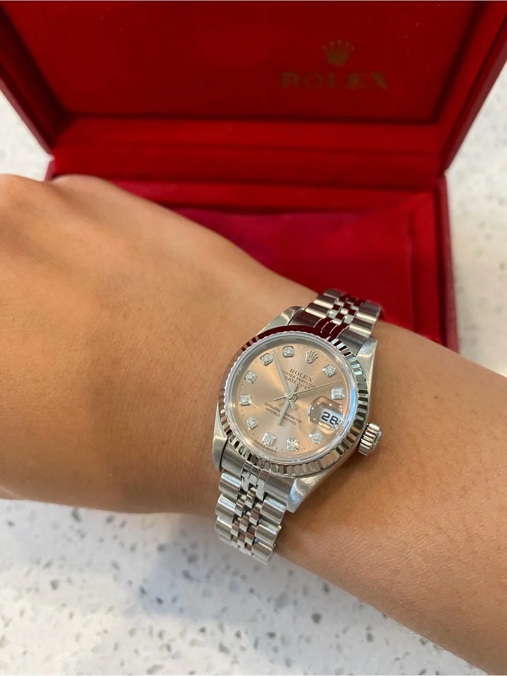 Rolex Lady Datejust 26mm with Salmon Dial and Factory Diamond Dial